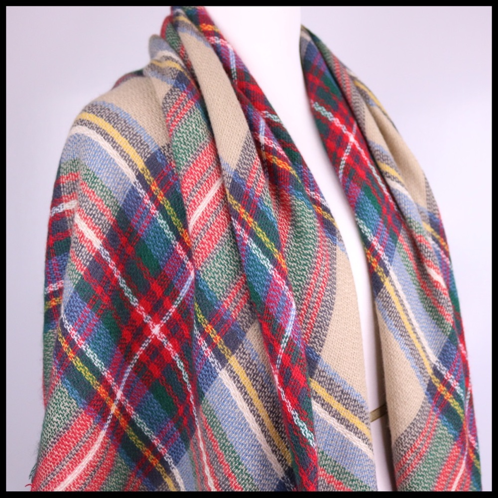Classic BLANKET SCARF Tartan Plaid Oversized Shawl - Picture 3 of 8
